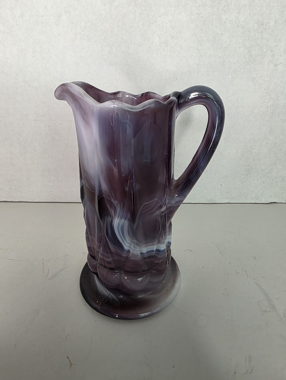 Purple Slag Glass Pitcher Swirl Heavy